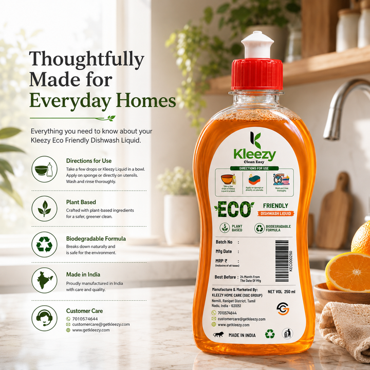 Kleezy Eco-Friendly Dishwash Liquid - 250ML
