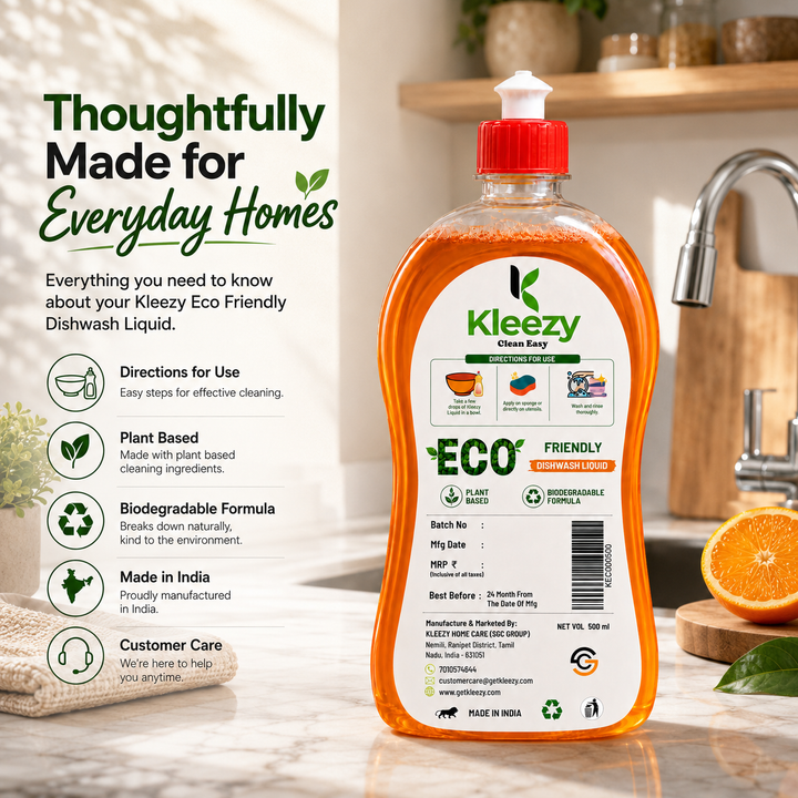 Kleezy Eco-Friendly Dishwash Liquid - 500 Ml
